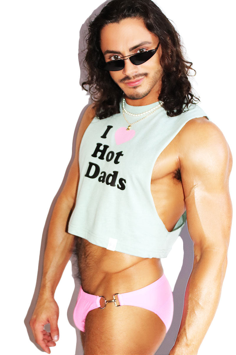 Hot Dads Crop Low Armhole Tank- Sage
