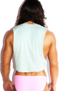 Hot Dads Crop Low Armhole Tank- Sage