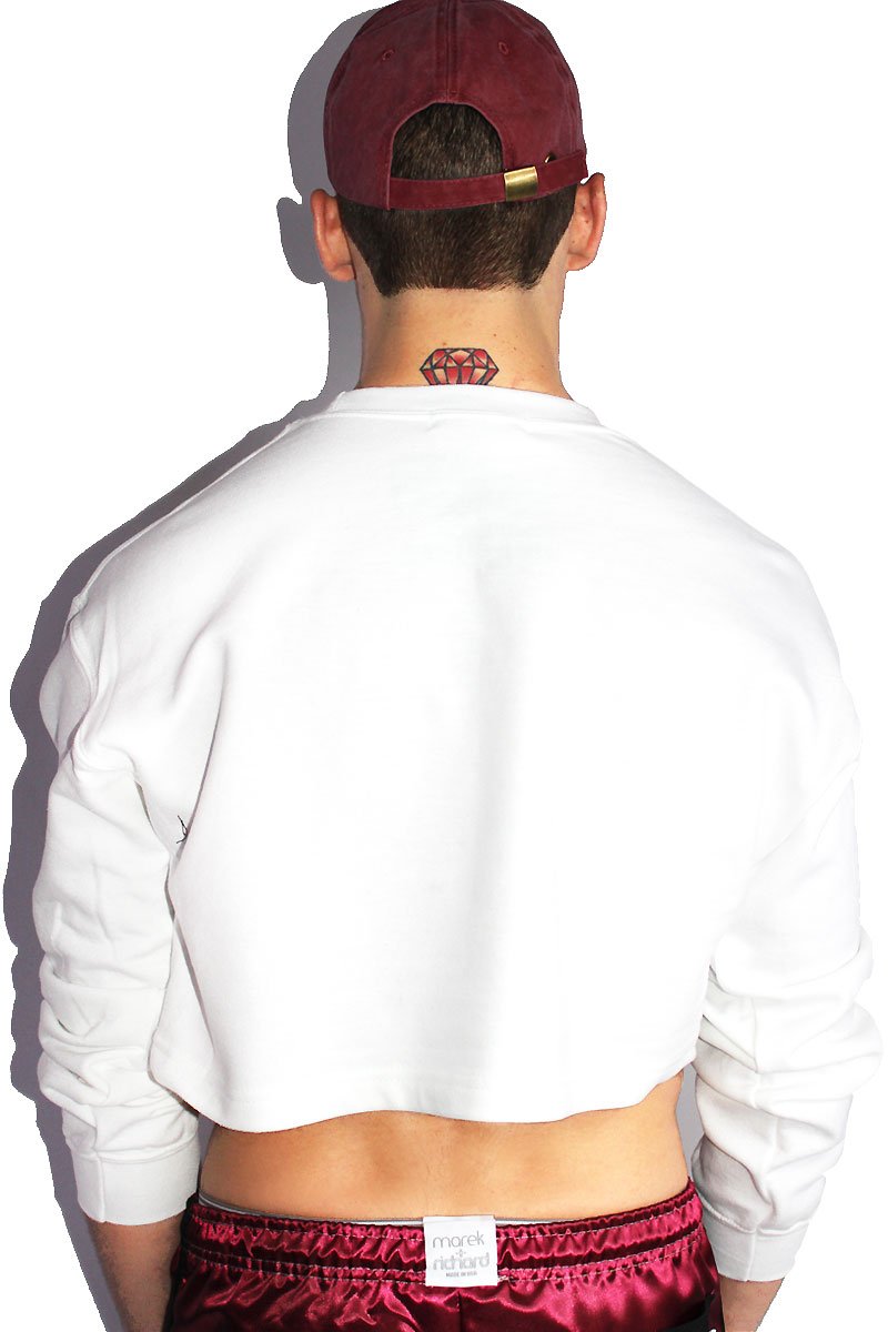 Love is Blind Crop Long Sleeve Sweatshirt-White