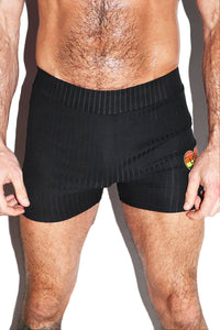 Love Wins Heart Rib Booty Shorts- Black