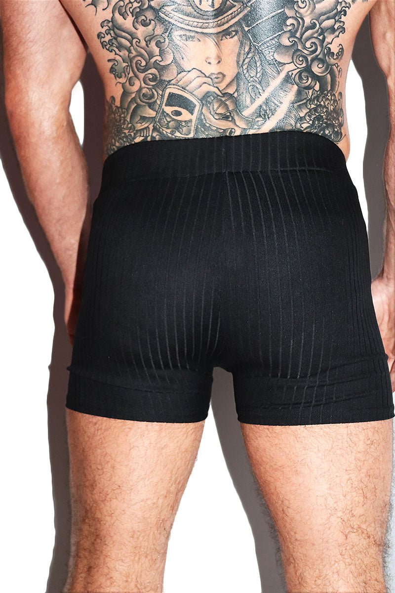 Love Wins Heart Rib Booty Shorts- Black