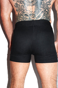 Love Wins Heart Rib Booty Shorts- Black