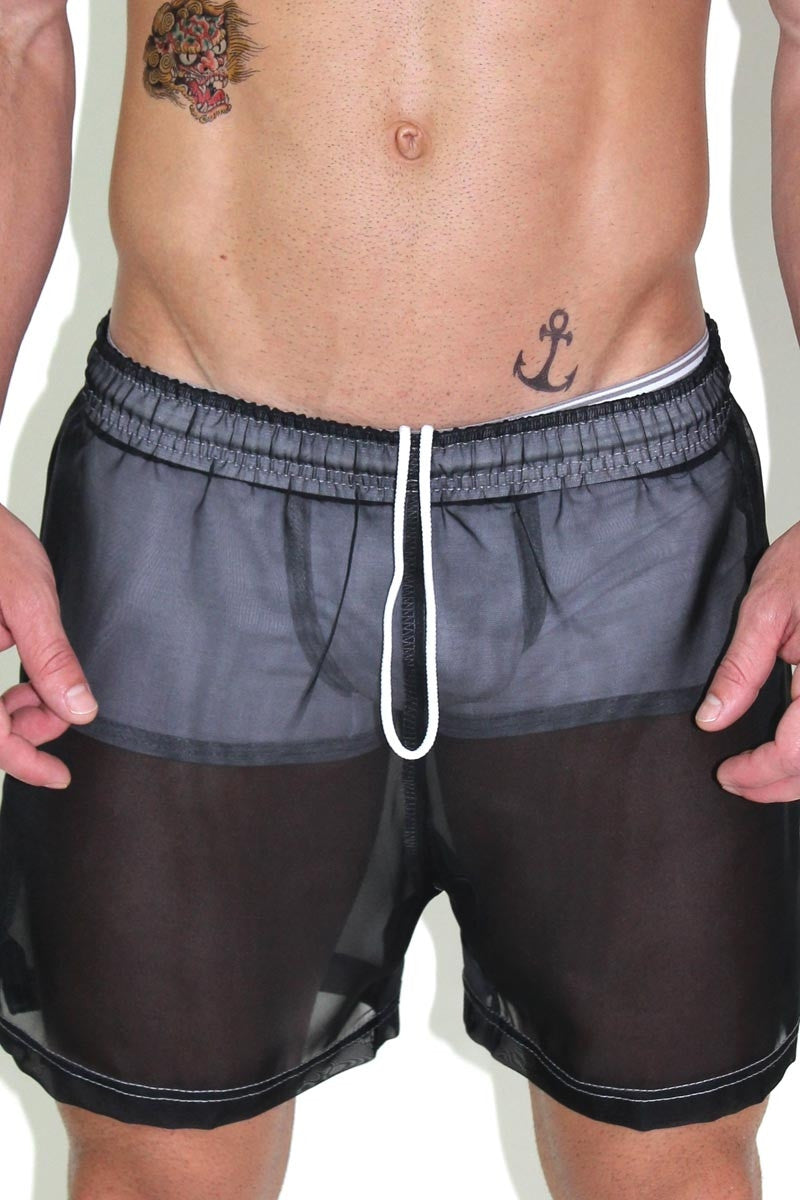 Mesh C-thru Shorts- Black