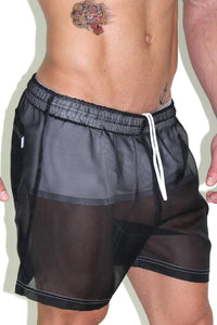 Mesh C-thru Shorts- Black