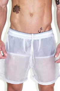 Mesh C-thru Shorts- White