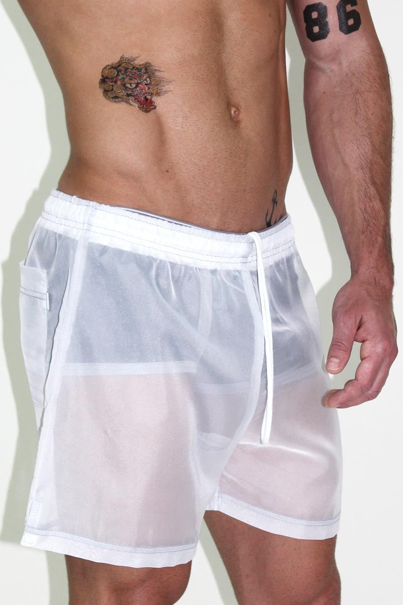 Mesh C-thru Shorts- White 