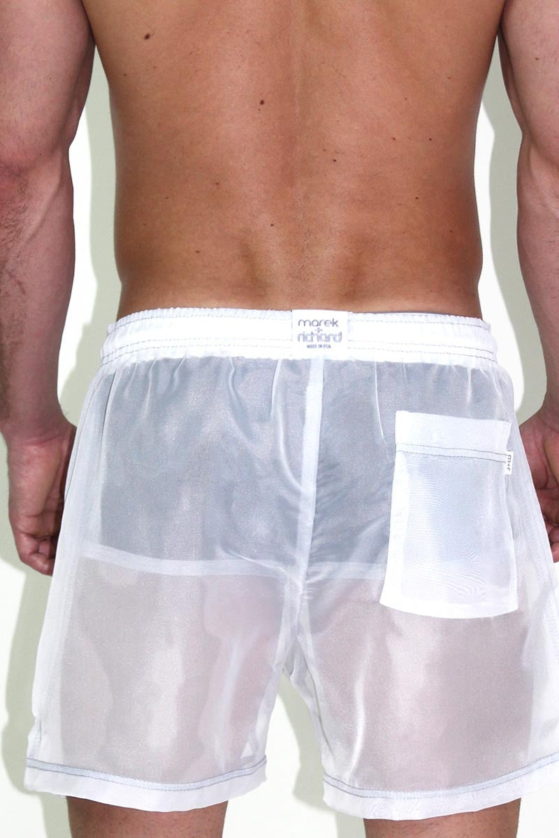 Mesh C-thru Shorts- White 