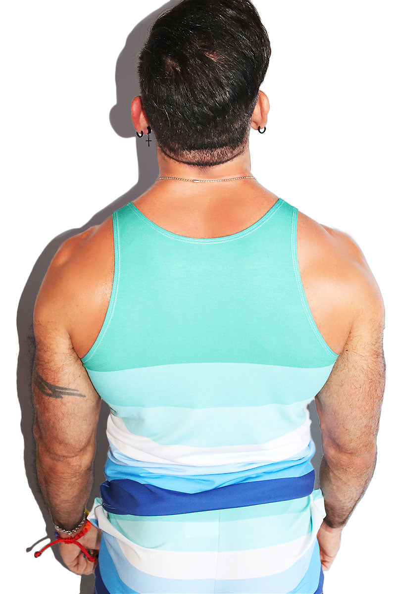 Gay Man Flag All Over Racerback Tank- Blue