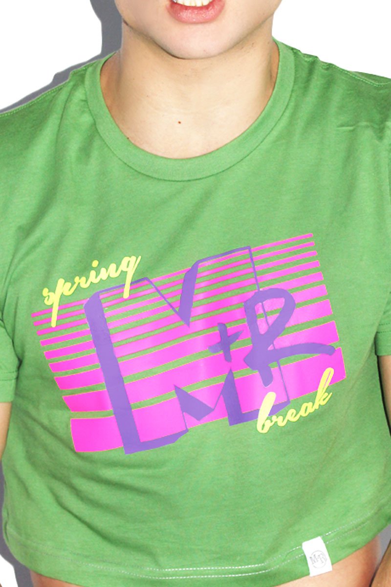 M & R Spring Break Crop Tee- Green
