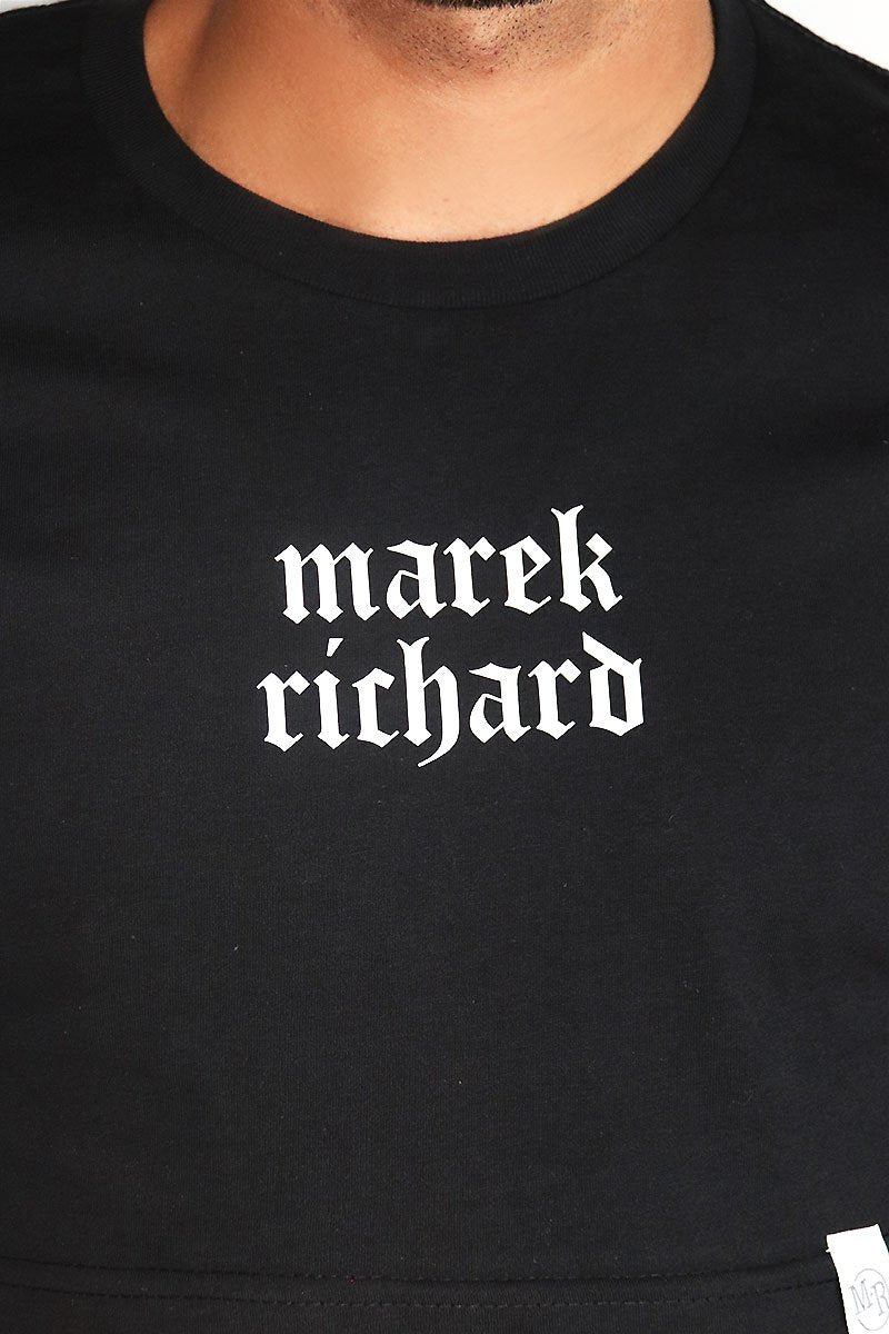 Logo Gothic Crop Tee-Black
