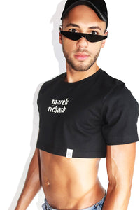 Logo Gothic Crop Tee-Black