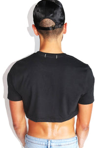 Logo Gothic Crop Tee-Black