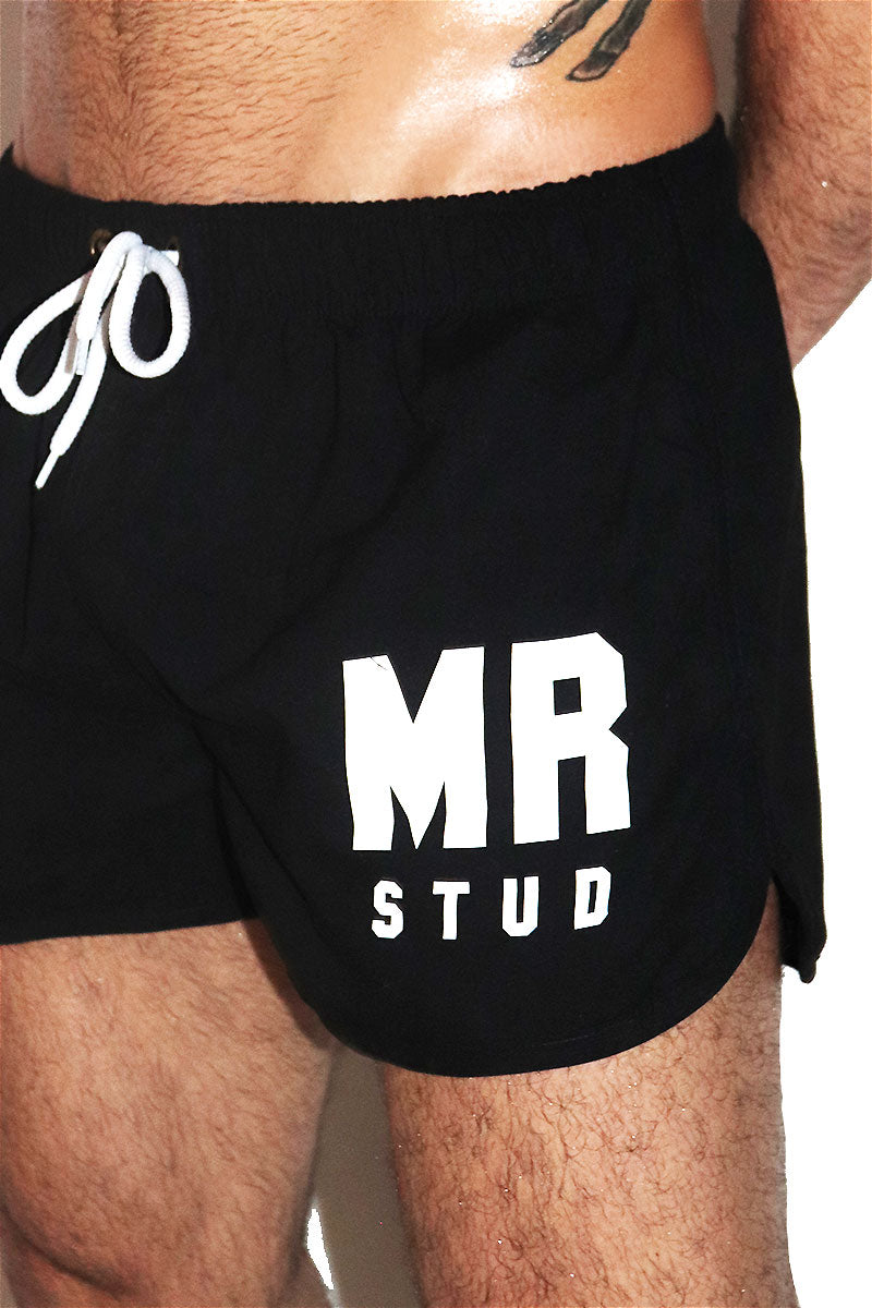 Logo Stud Board Shorts-Black