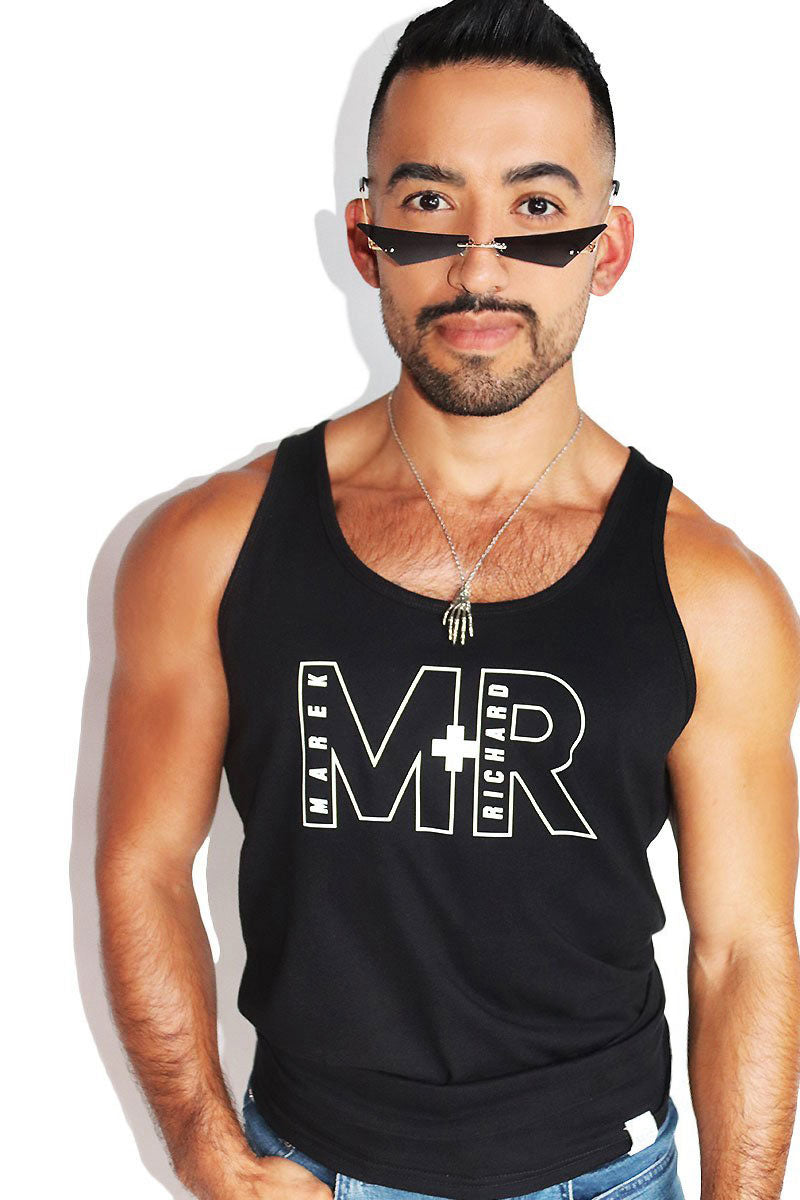 Logo Outline Racerback Tank-Black