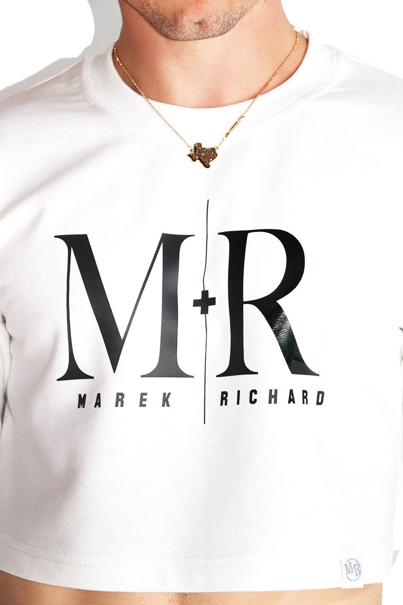 Logo Monogram Long Sleeve Crop Sweatshirt-White