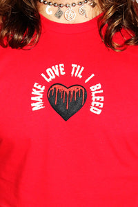 Make Love Until I Bleed Crop Low Armhole Tank- Red