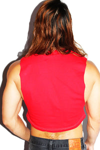 Make Love Until I Bleed Crop Low Armhole Tank- Red