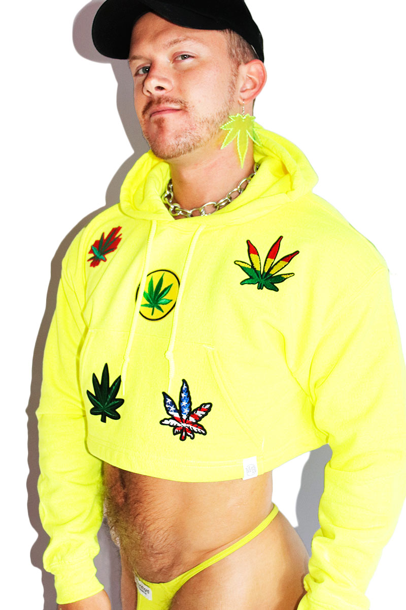 Neon yellow crop hoodie on sale