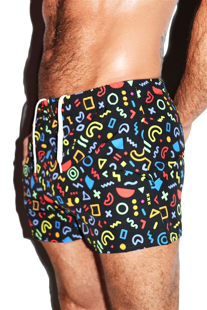 Rainbow Gamer All Over Print Active Shorts- Black