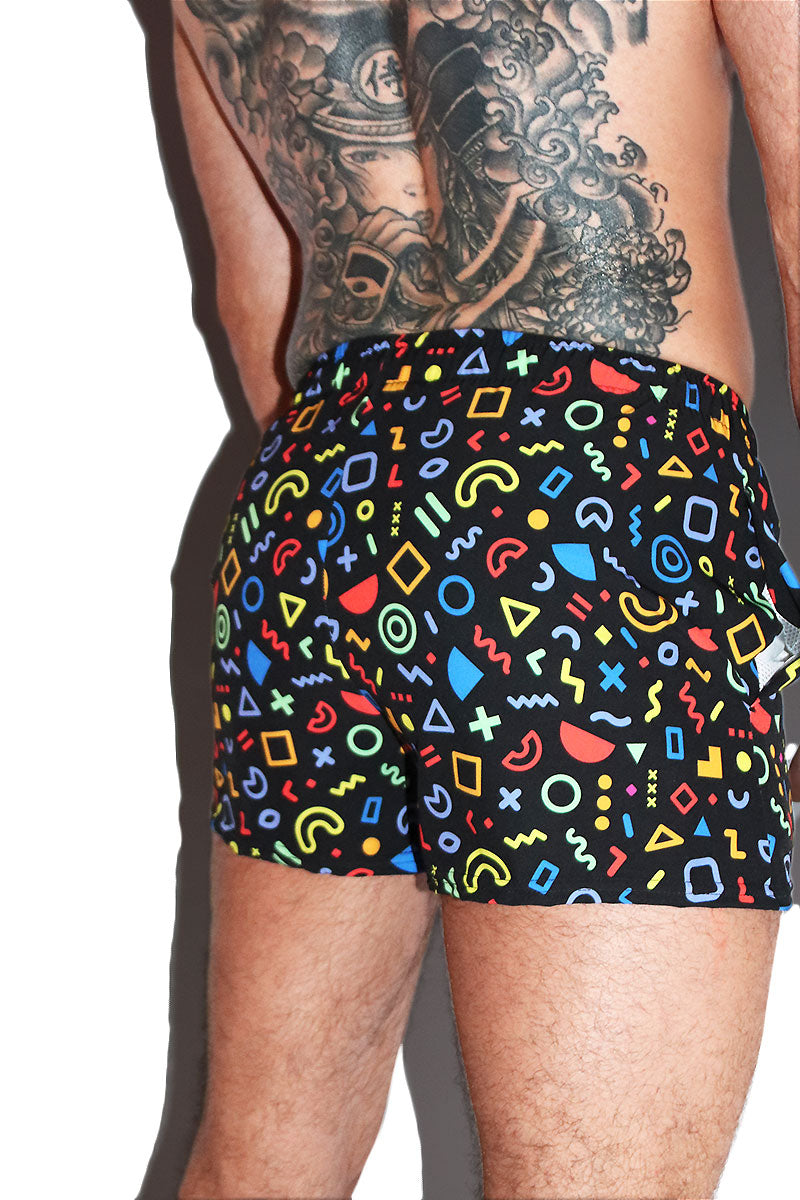 Rainbow Gamer All Over Print Active Shorts- Black