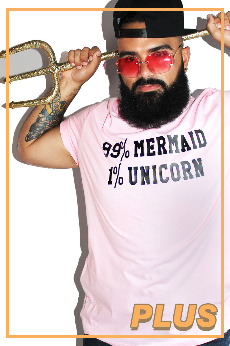 PLUS: 99% Mermaid 1% Unicorn Tee- Pink