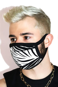 Jungle Monochrome Face Mask- Black
