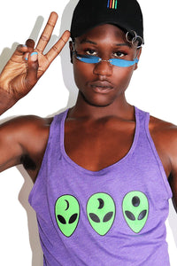 Moon Shine Alien Crop Racerback Tank-Purple