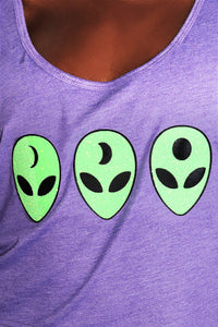 Moon Shine Alien Crop Racerback Tank-Purple