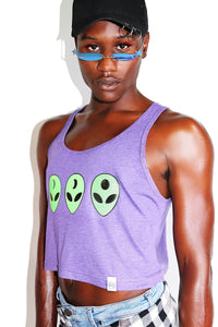Moon Shine Alien Crop Racerback Tank-Purple