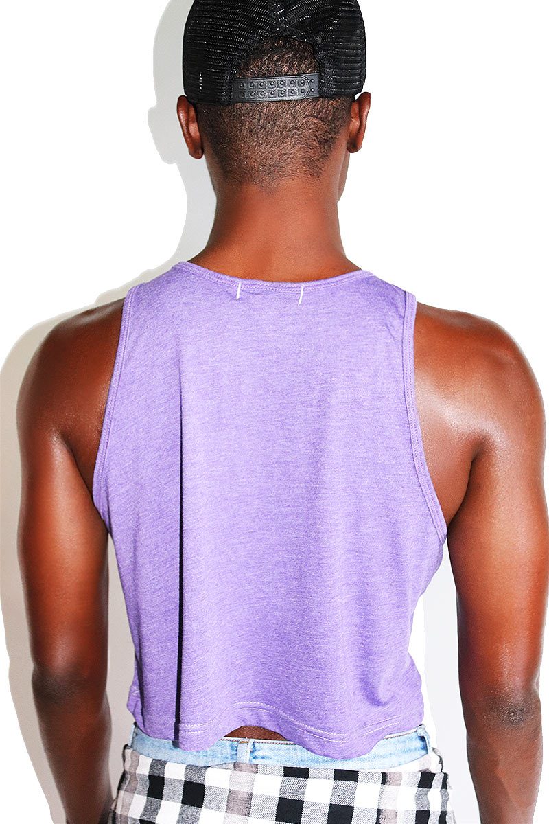 Moon Shine Alien Crop Racerback Tank-Purple