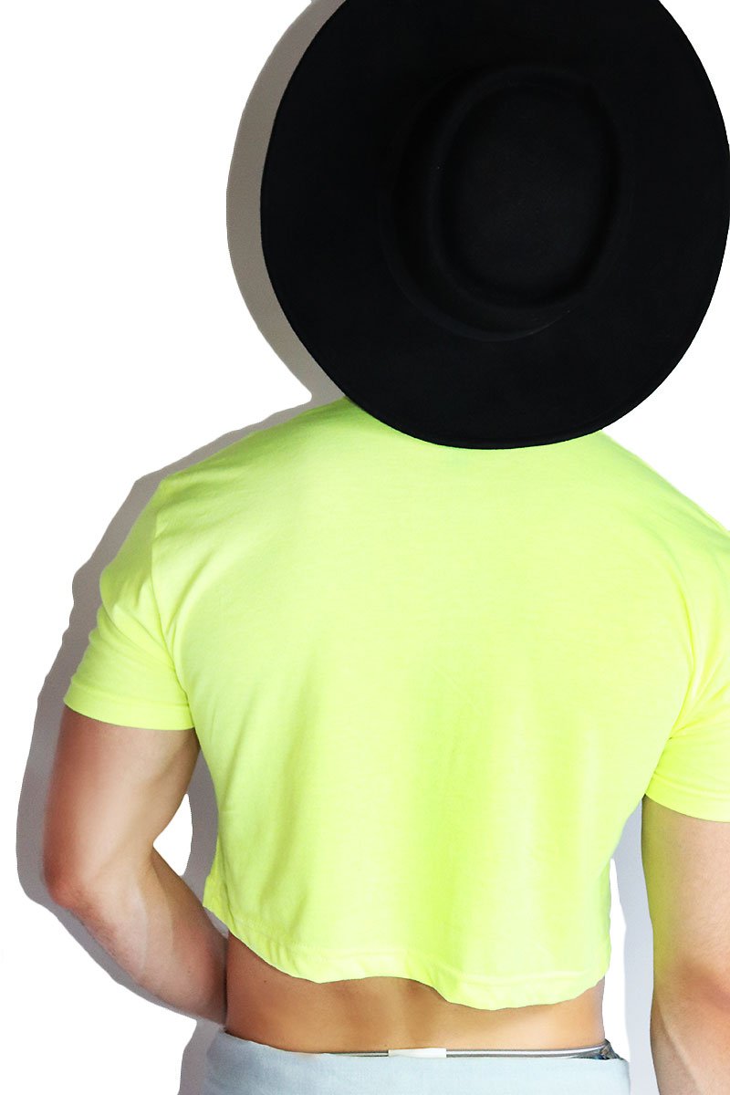 Moon Eye Fringe Crop Tee-Neon Yellow