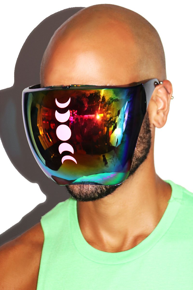 Moon Cycles Face Shield Sunglasses Mask- Pink
