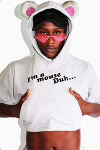 I'm a Mouse Crop Hoodie-Grey