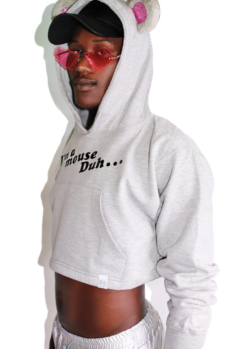 I'm a Mouse Crop Hoodie-Grey