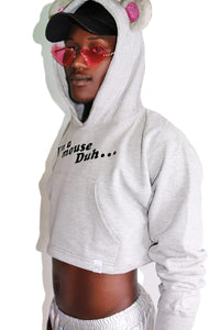 I'm a Mouse Crop Hoodie-Grey