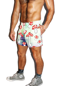 Shrooms Galaxy All Over Print Active Shorts- Green