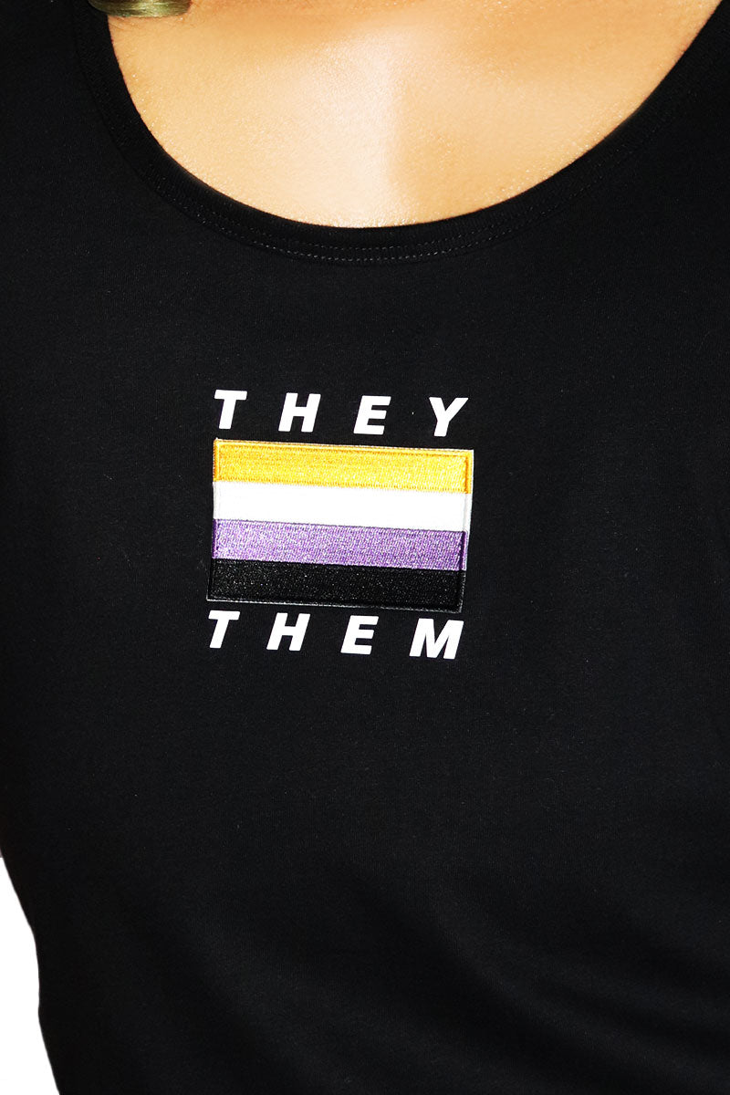 They / Them Non Binary Racerback Tank-Black