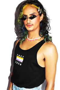 They / Them Non Binary Racerback Tank-Black