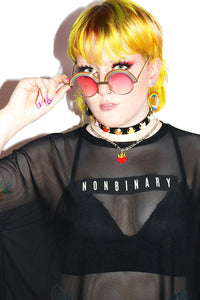 Nonbinary Oversize Mesh Tee- Black