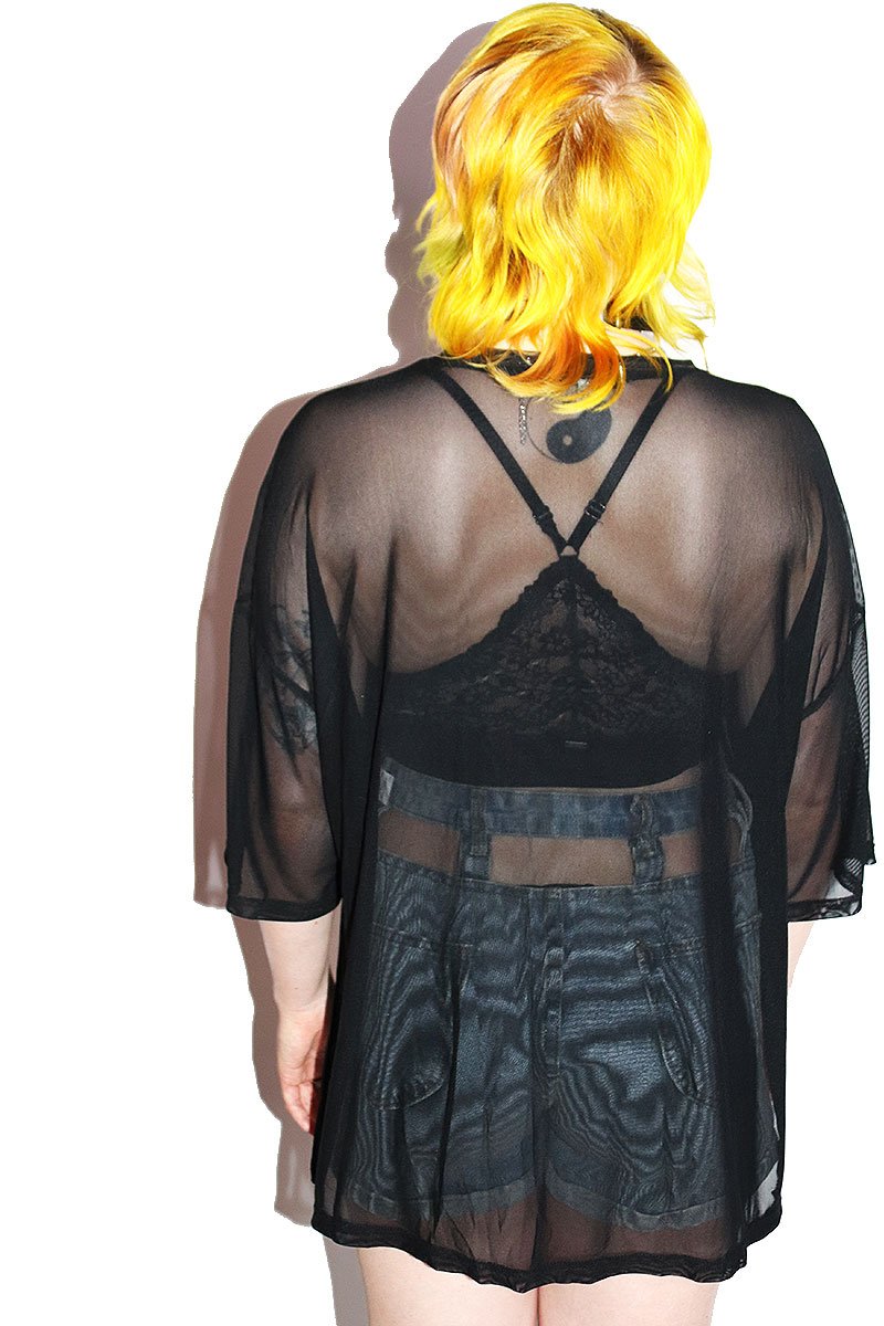 Nonbinary Oversize Mesh Tee- Black