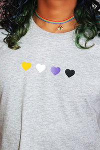 Non Binary Love Crop Tee- Grey