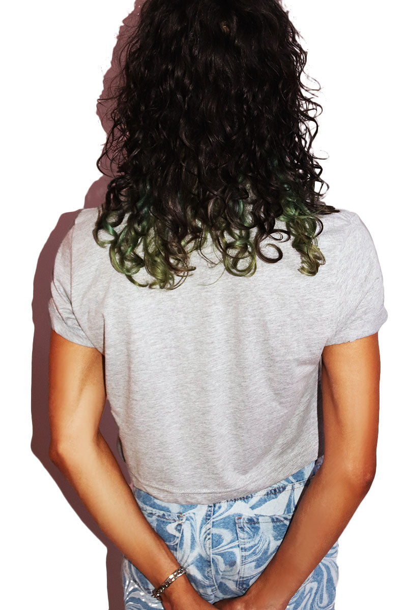 Non Binary Love Crop Tee- Grey