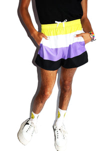 Non Binary Flag All Over Active Shorts- Purple