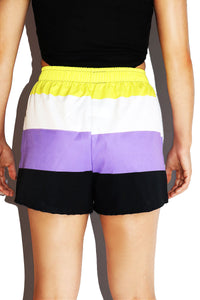 Non Binary Flag All Over Active Shorts- Purple