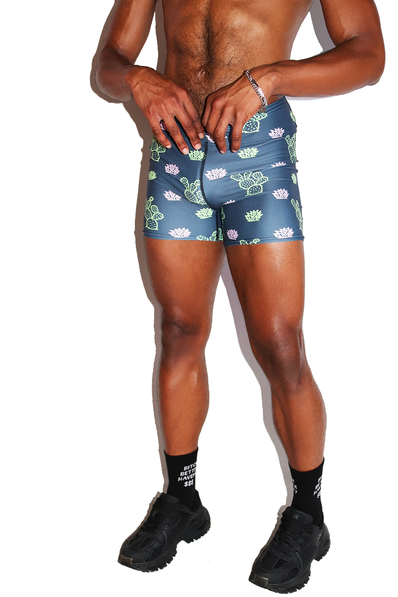 Prickley Pear Biker Shorts- Dark Charcoal