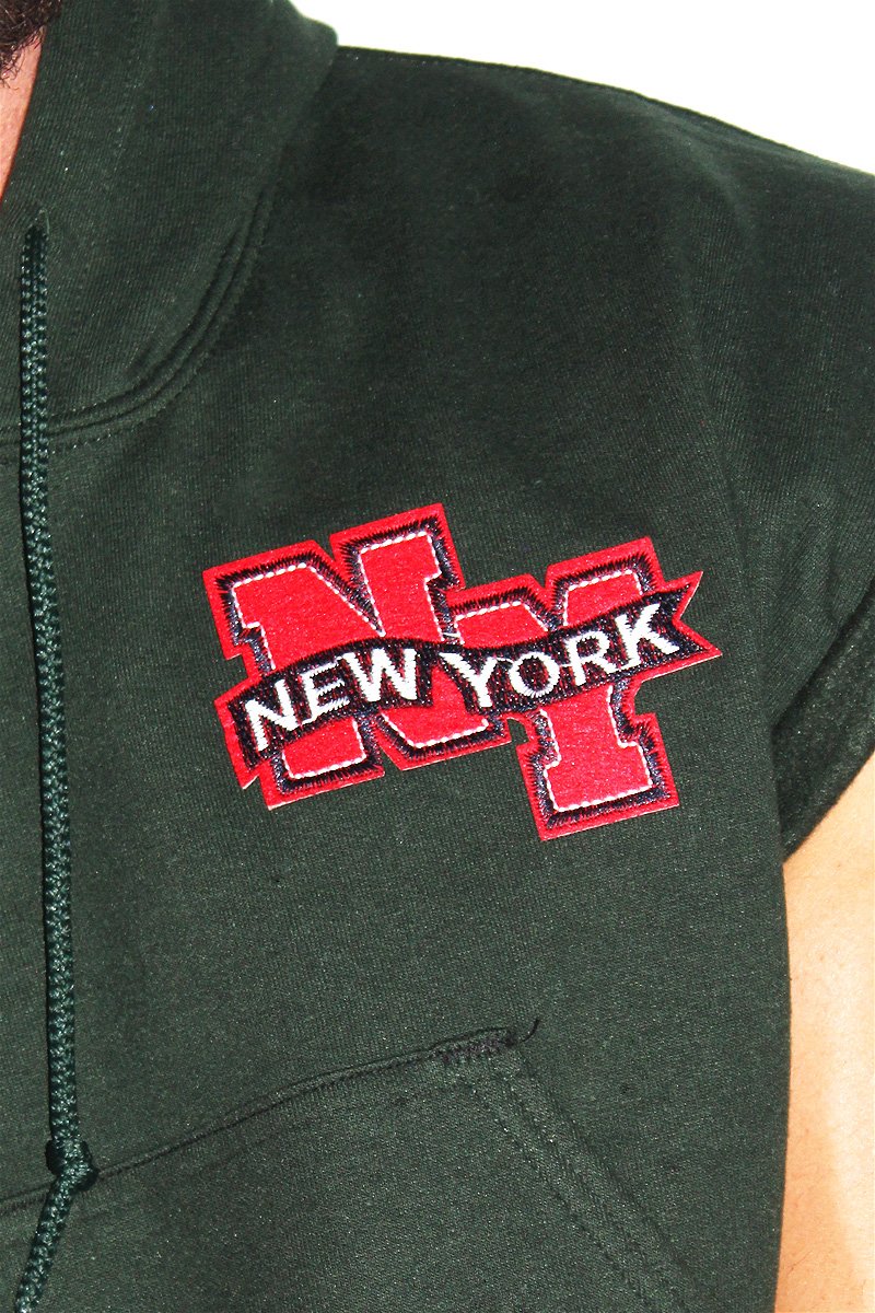 New York Sleeveless Hoodie-Green