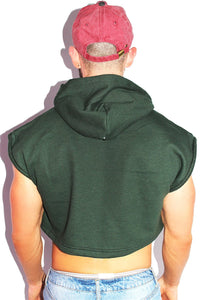 New York Sleeveless Hoodie-Green