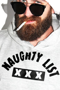 Naughty List Crop Hoodie-Grey