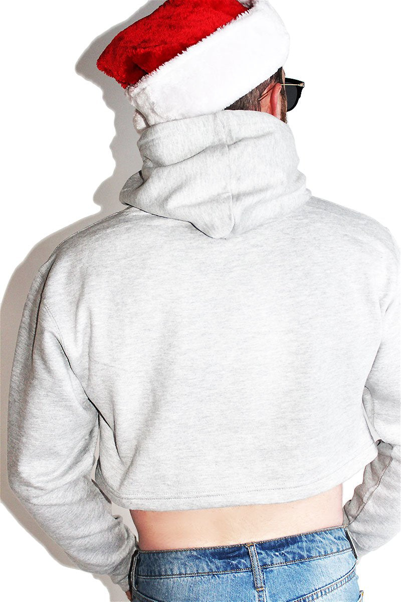 Naughty List Crop Hoodie-Grey