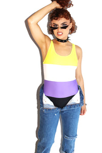 Non Binary Flag All Over Bodysuit -Purple